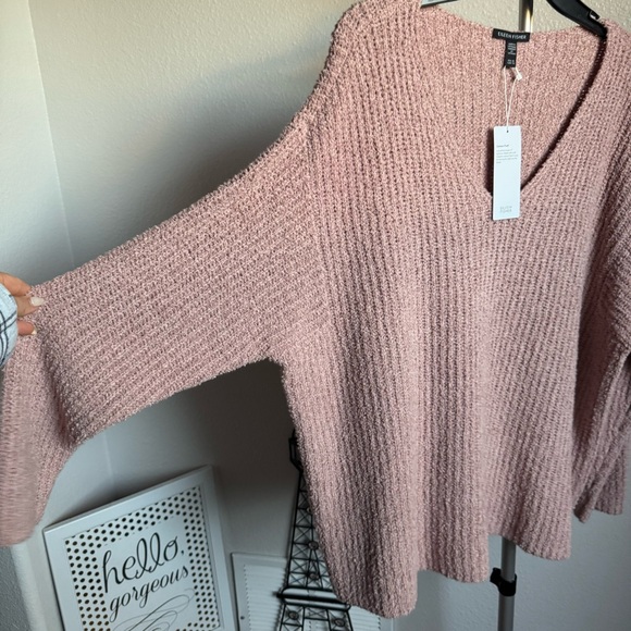 NWT EILEEN FISHER Organic Cotton V-Neck Sweater Sz XL Color Powder - Picture 5 of 8